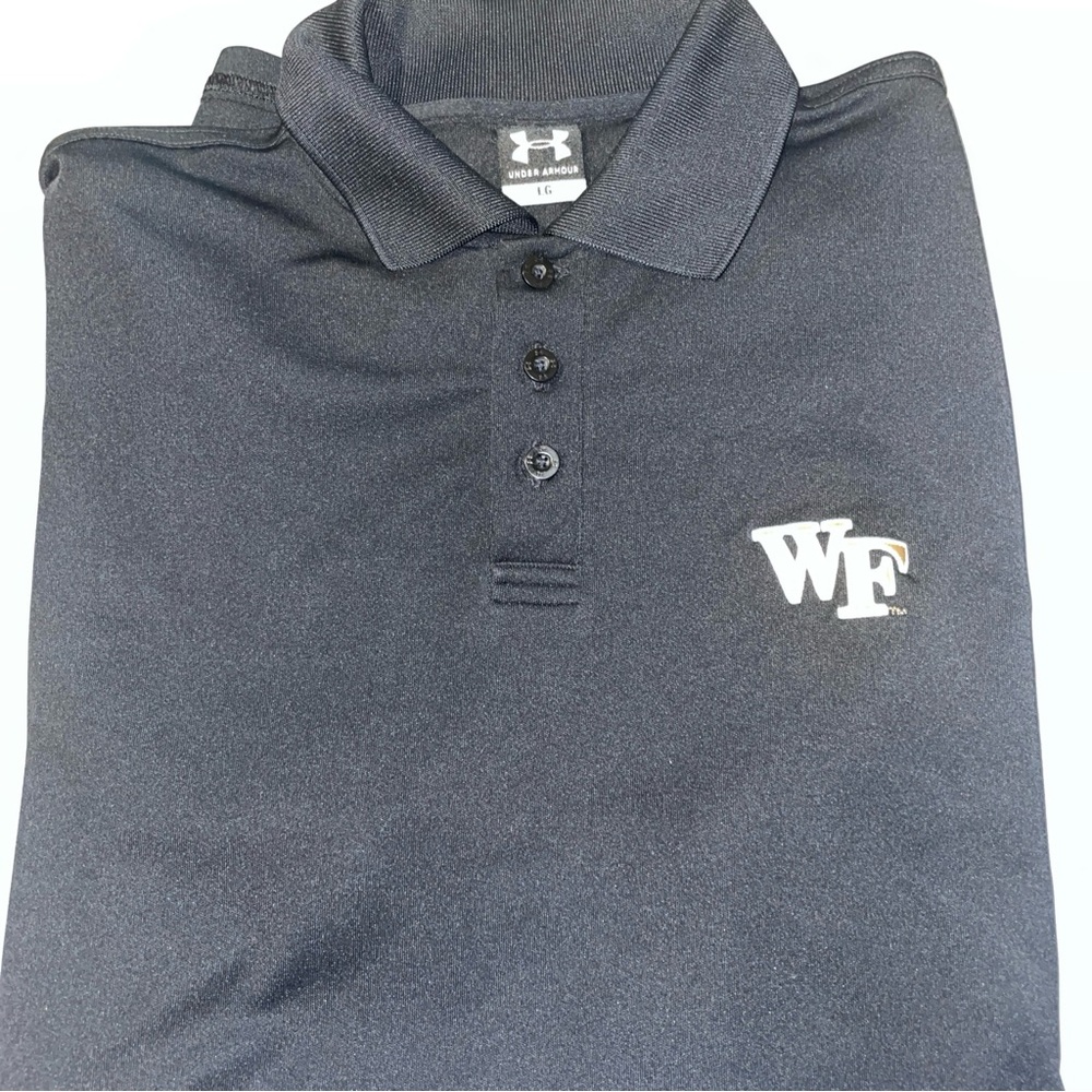 WAKE FOREST UNIVERSITY BLACK SHORT SLEEVE POLO SHIRT -large - Under Armour